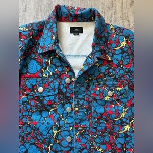 OBEY Ines Crush Denim Jacket XS Marble Print - Streetwear